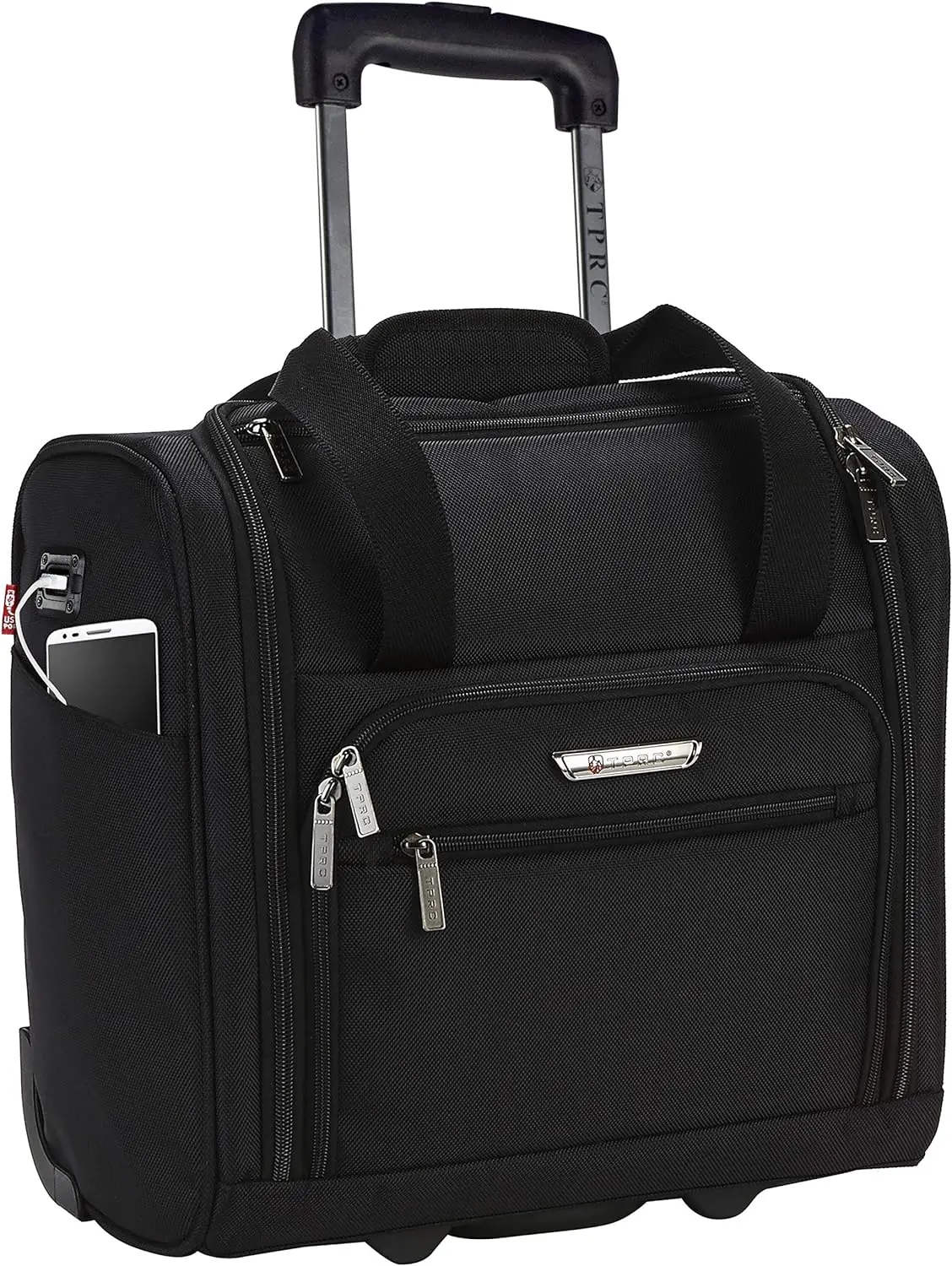 

TPRC Smart Under Seat Carry-On Luggage with USB Charging Port, Black, Underseater 15-Inch