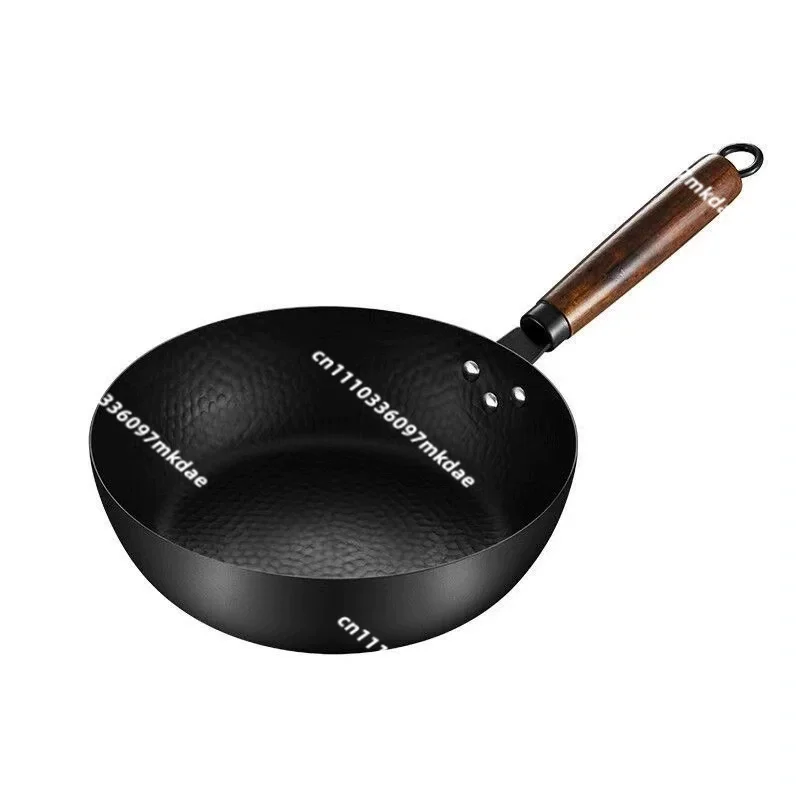 0 coated hammer wok. Fine iron forged wok. Household non-stick pan, induction cooker, gas stove universal