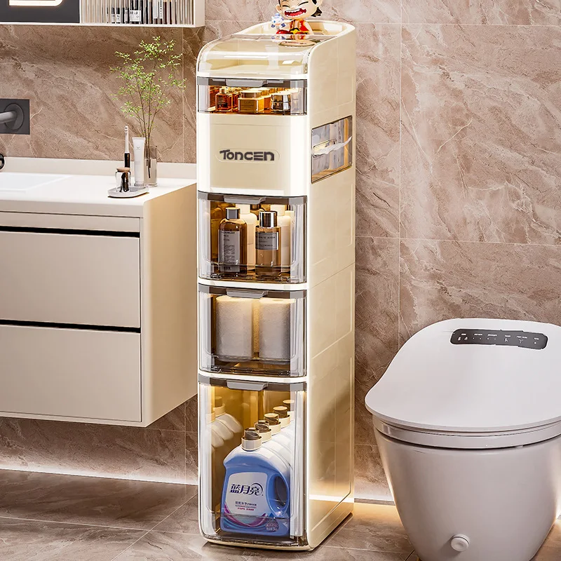 

Компактный угловой шкаф для ванной комнаты, водонепроницаемый органайзер для хранения унитаза, многофункциональный органайзер с узким зазором, пыленепроницаемая полка для гостиной