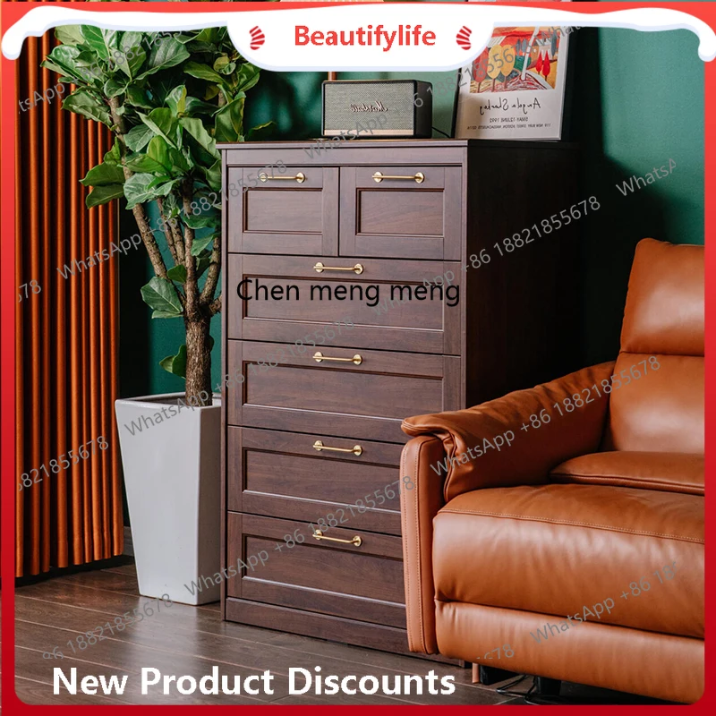 

Medieval solid wood simple Italian minimalist cabinet locker bedroom storage American drawer cabinet H