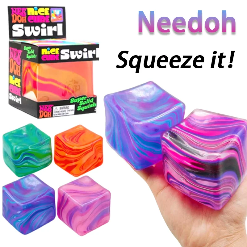 NeeDoh Cubo Sensorial Macio e Glutinoso para Alívio do Estresse, Recheado com Gel, Bola Elástica de Recuperação Lenta, Caixa Surpresa, Novo