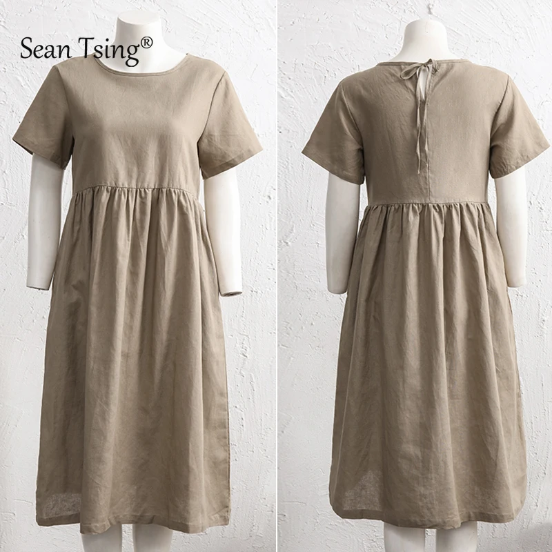 Spring Summer 2025 Casual Loose Short Sleeve Hoodie Dress Korean Japanese Style Daily Back Strap Simple Fashion