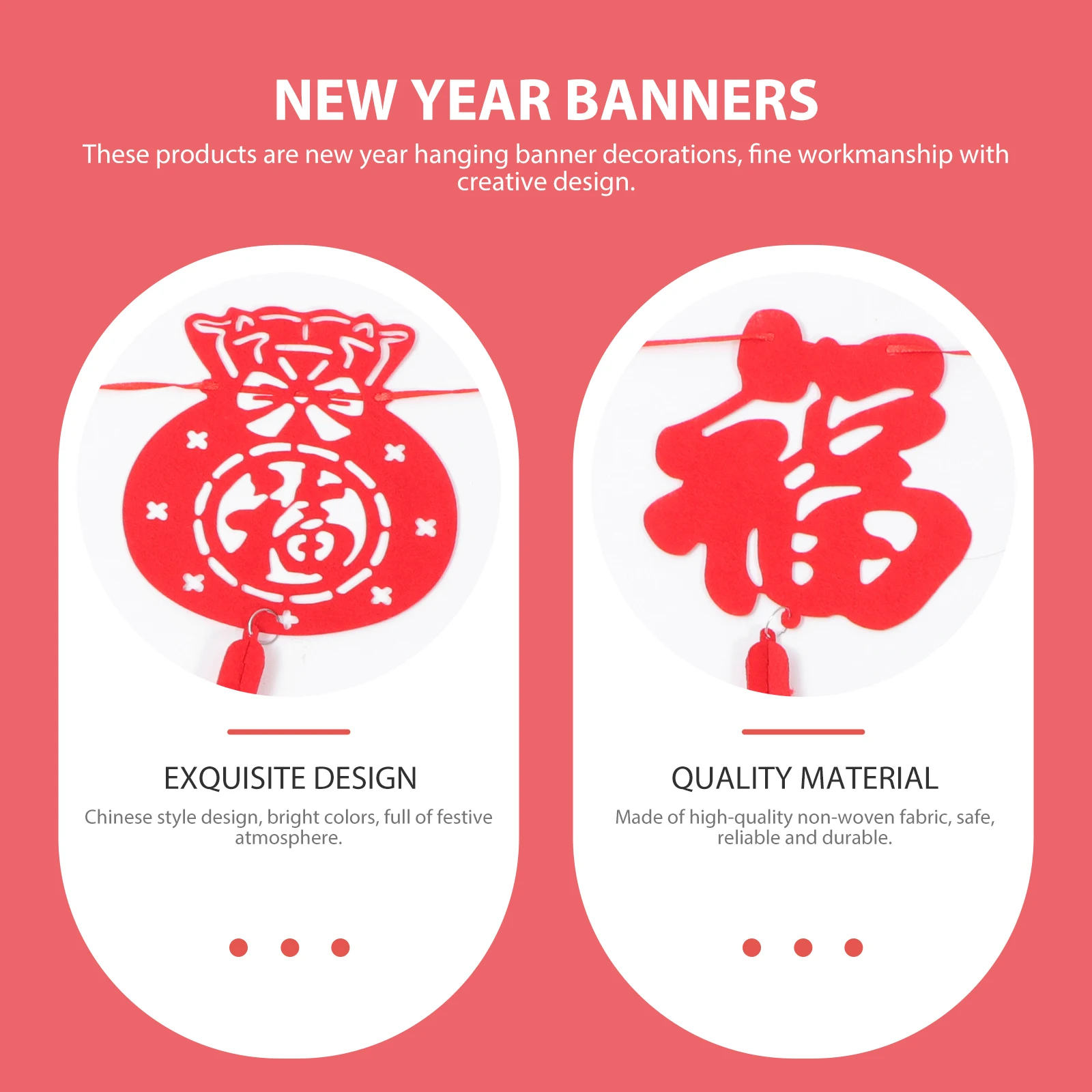 

3 Pcs Non woven Hanging Banners Chinese New Year Latte Decoration Party Supplies Creative Flags Wall Ceiling Festive Atmosphere