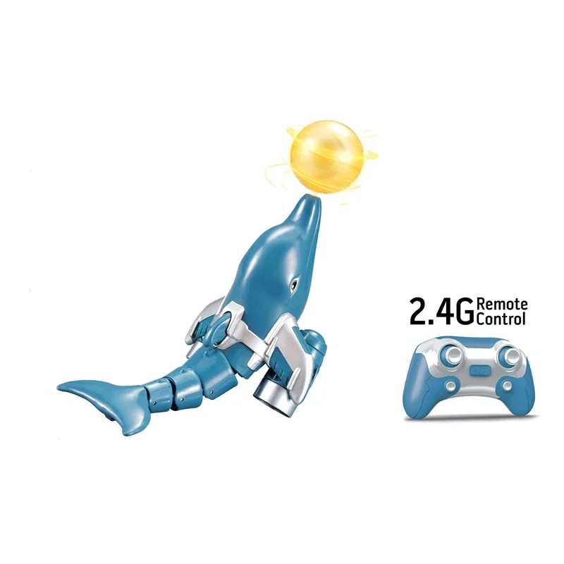 التحكم عن بعد دولفين 2.4G الحيوان الكهربائي مع الكرة المروحة المزدوجة التحكم عن بعد قارب نموذج في الهواء الطلق لعبة مقاومة للماء هدية طفل