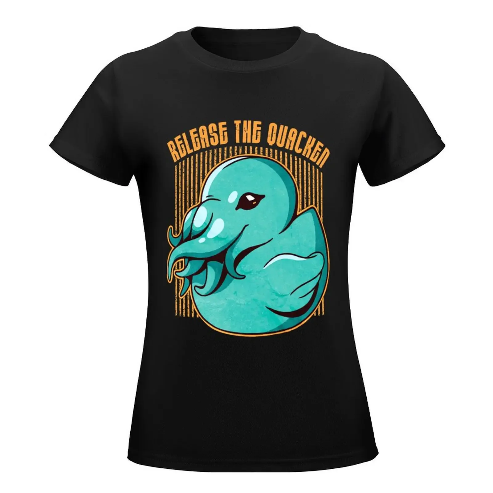 Release The Quacken Cute Octopus Duck Kraken T-Shirt female graphics shirts graphic tees Women's tops