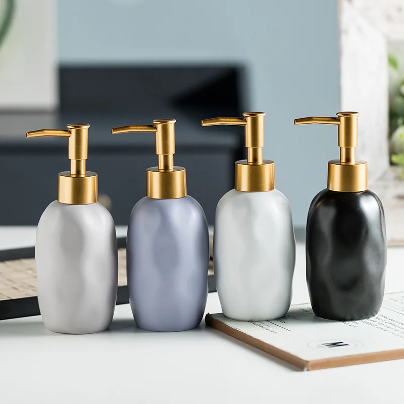 Matte Concave Convex Circular Ceramic Soap Dispenser, Bathroom Supplies, Shampoo Bottle, Independent Bottled Hotel Shower Gel