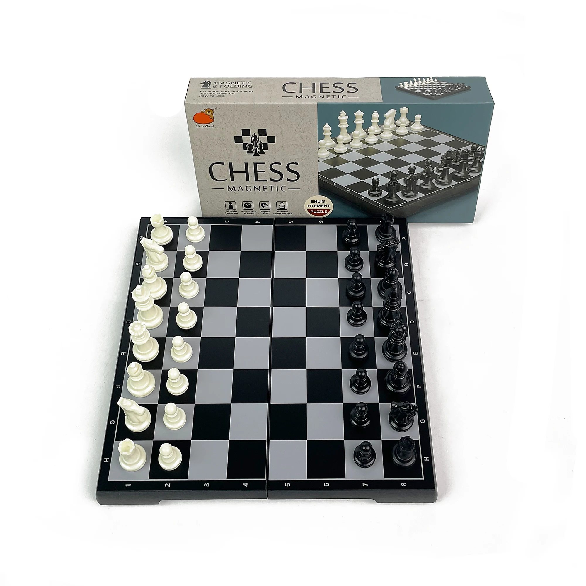 

Складная магнитная шахматная доска 24х24 см, черно-белая, портативная, пластиковая, для путешествий и игр на открытом воздухе