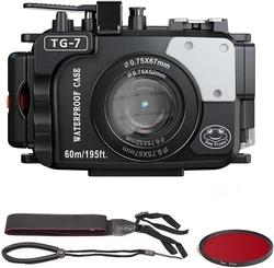 Waterproof housing Case WPC-TG7 Diving135ft/40m Work for Olympus TG-7 Camera With Red Filter Gift