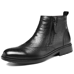 Fashionable Versatile Chelsea Boots Men's Business Ankle Boots Classic Dress Short Boots Outdoor Casual Shoes Size: 35-47