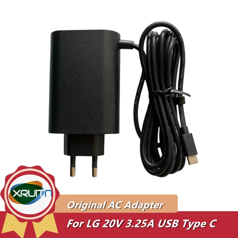 Genuine 65W USB Type C 20V 3.25A  Portable AC Adapter Fast Power Charger For LG gram 15Z970 17Z90Q 16Z95PD ADT-65FSU-D03-EPK