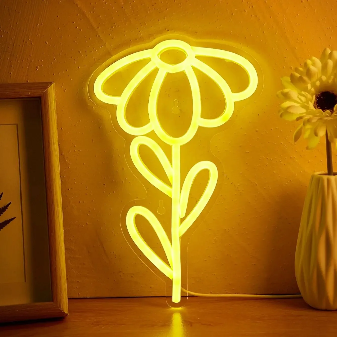 

Flower Shaped Glowing Neon Light, Warm Ambient Lamp, Ornament for Various Festivals and Home Indoor Decor