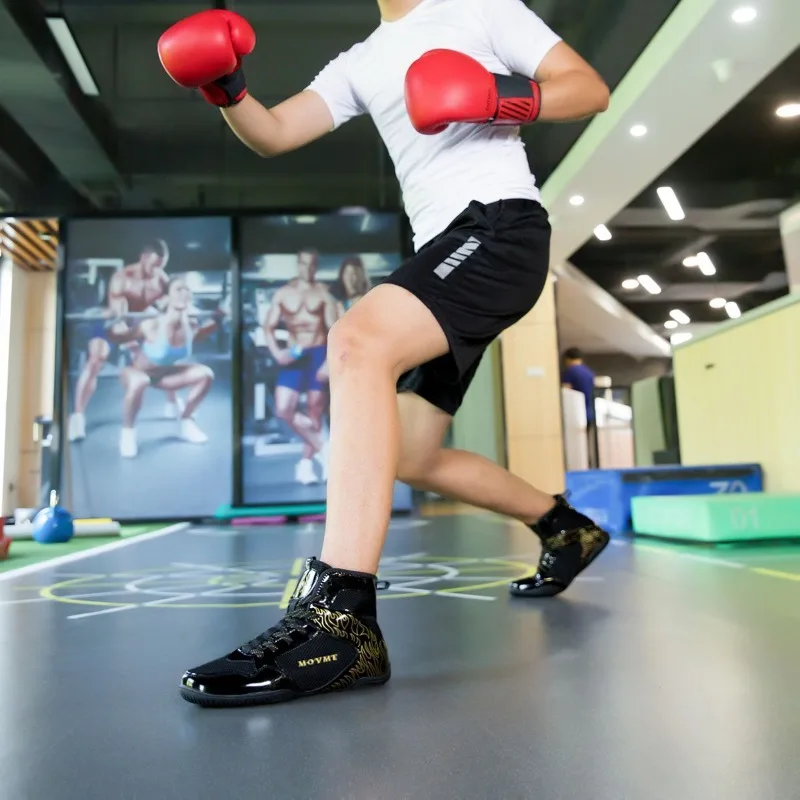 2026 Classic Black White Wrestling Sneakers For Men Rubber Sole Boxing Sport Shoe Mens Hard-Wearing Gym Training Shoes Man