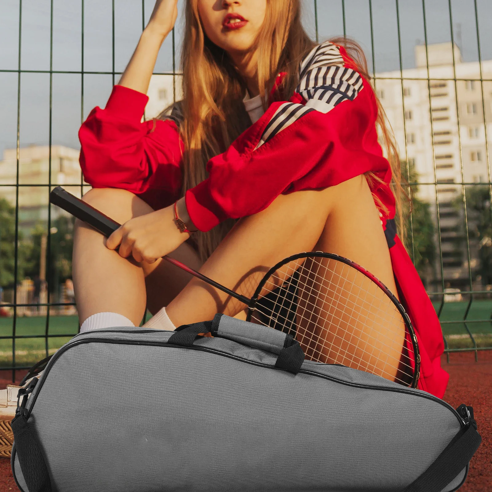 حقيبة ظهر لمضرب التنس، حقيبة كرة الريشة، منظم مقاوم للاهتراء، حزام قابل للتعديل، سهولة الوصول، حقيبة خفيفة الوزن لتنس الريشة