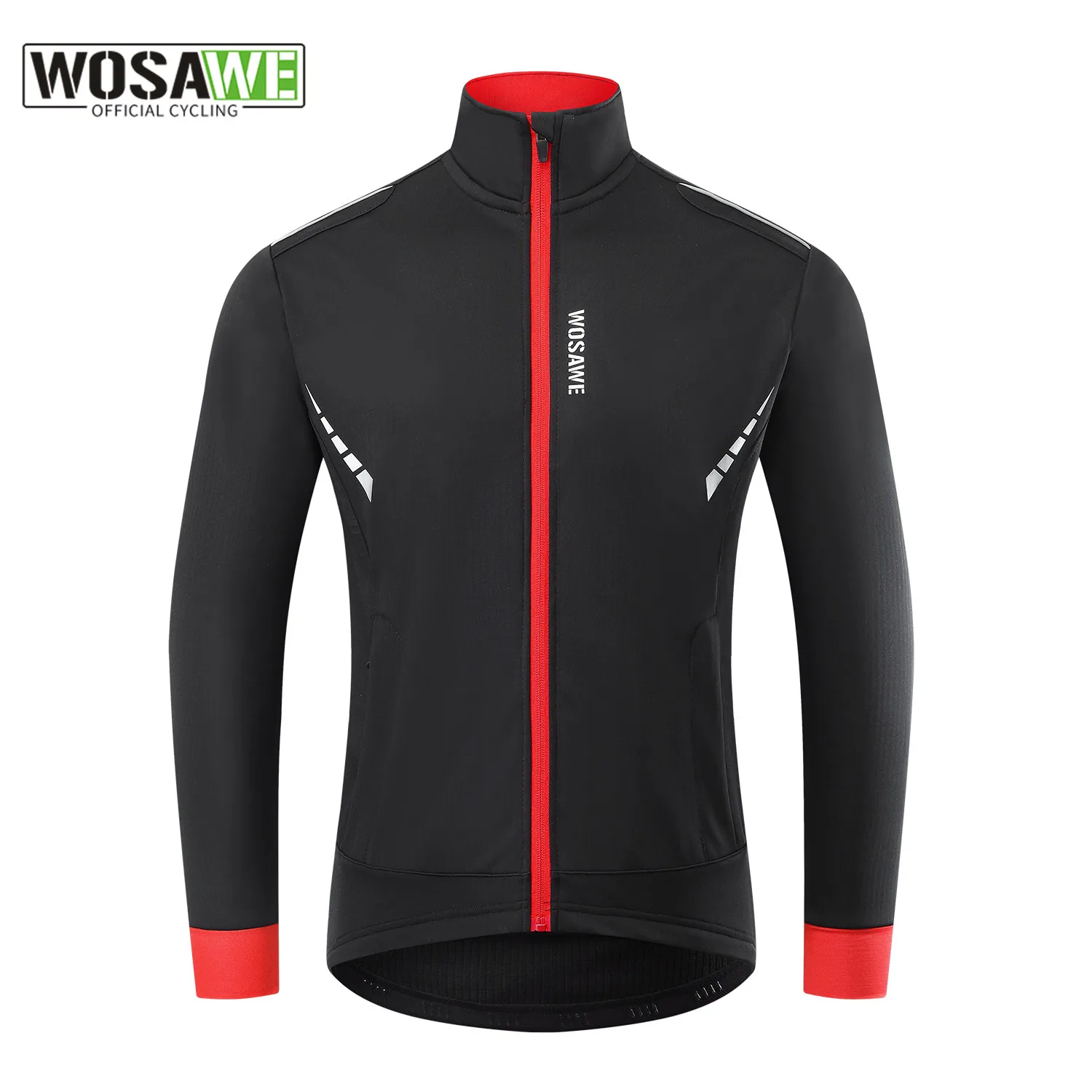 WOSAWE Winter Cycling Jacket Fleece Men Windproof Bike Wind Coat MTB Bicycle Jacket Reflective Cycling Clothing Ropa Ciclismo