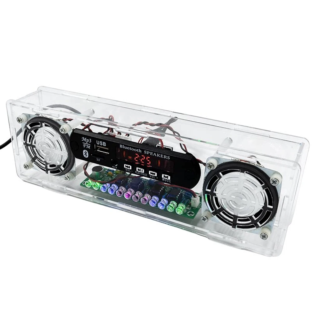 DIY Bluetooth Speaker Electronics Kit FM Radio with LED Voice-Activated Indicator Light 3W Stereo Soldering Practice Kits