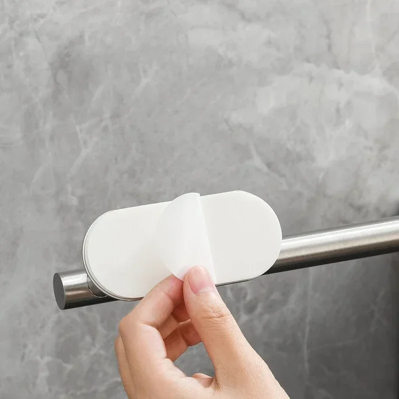 Self-Adhesive Towel Bar Holder Without Drilling Hole Tower Rack Hanger Shelf Storage Bathroom Towel Rod Bath Kitchen Towel Rail