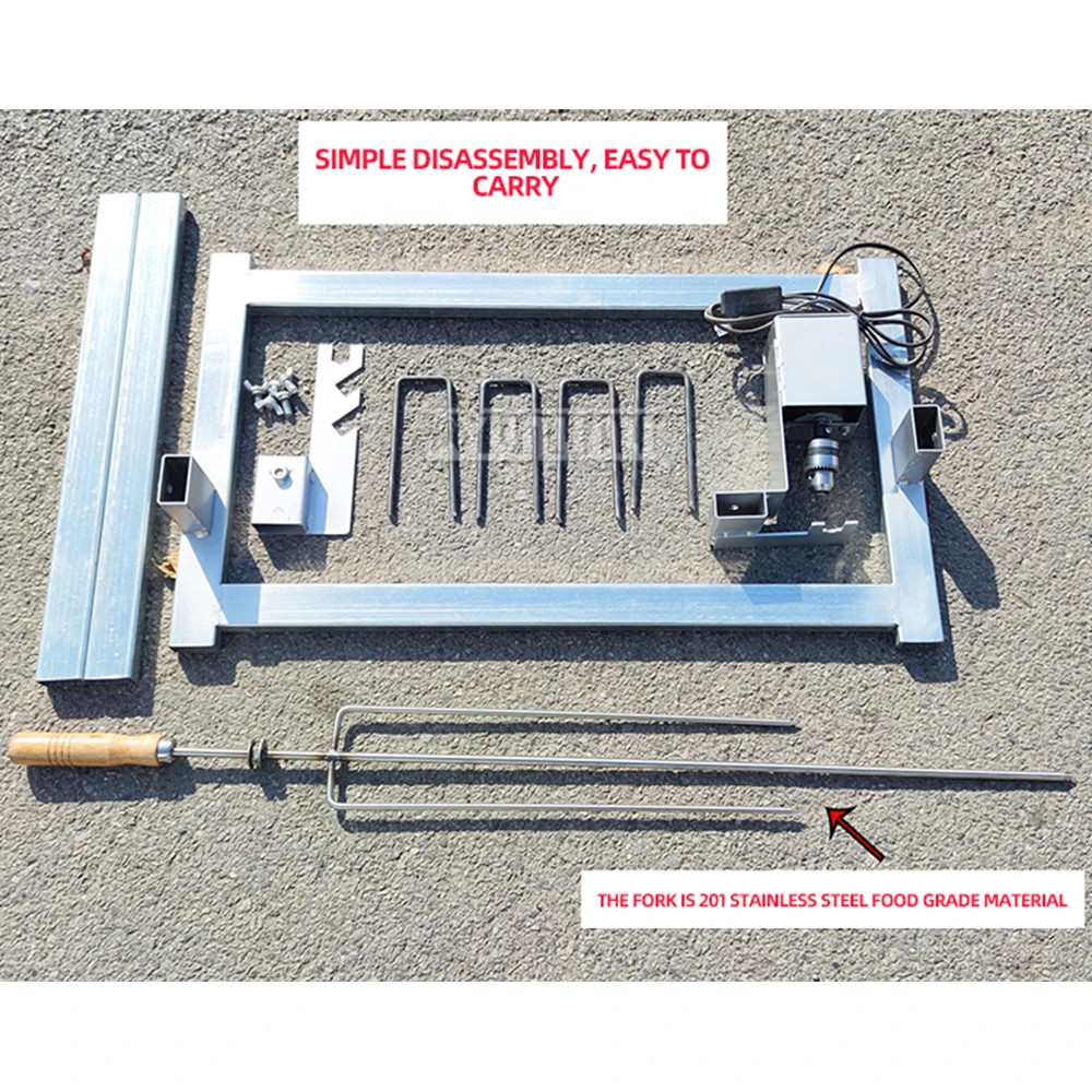 Parrilla de barbacoa de volteo automático para exteriores, parrilla de pollo desmontable giratoria eléctrica para el hogar, 2025