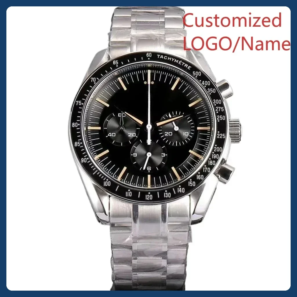A88 Store  Men Automatic Mechanical Watches Stainless Steel Watch Black Ceramic Bezel Leather Strap Sapphire Customized