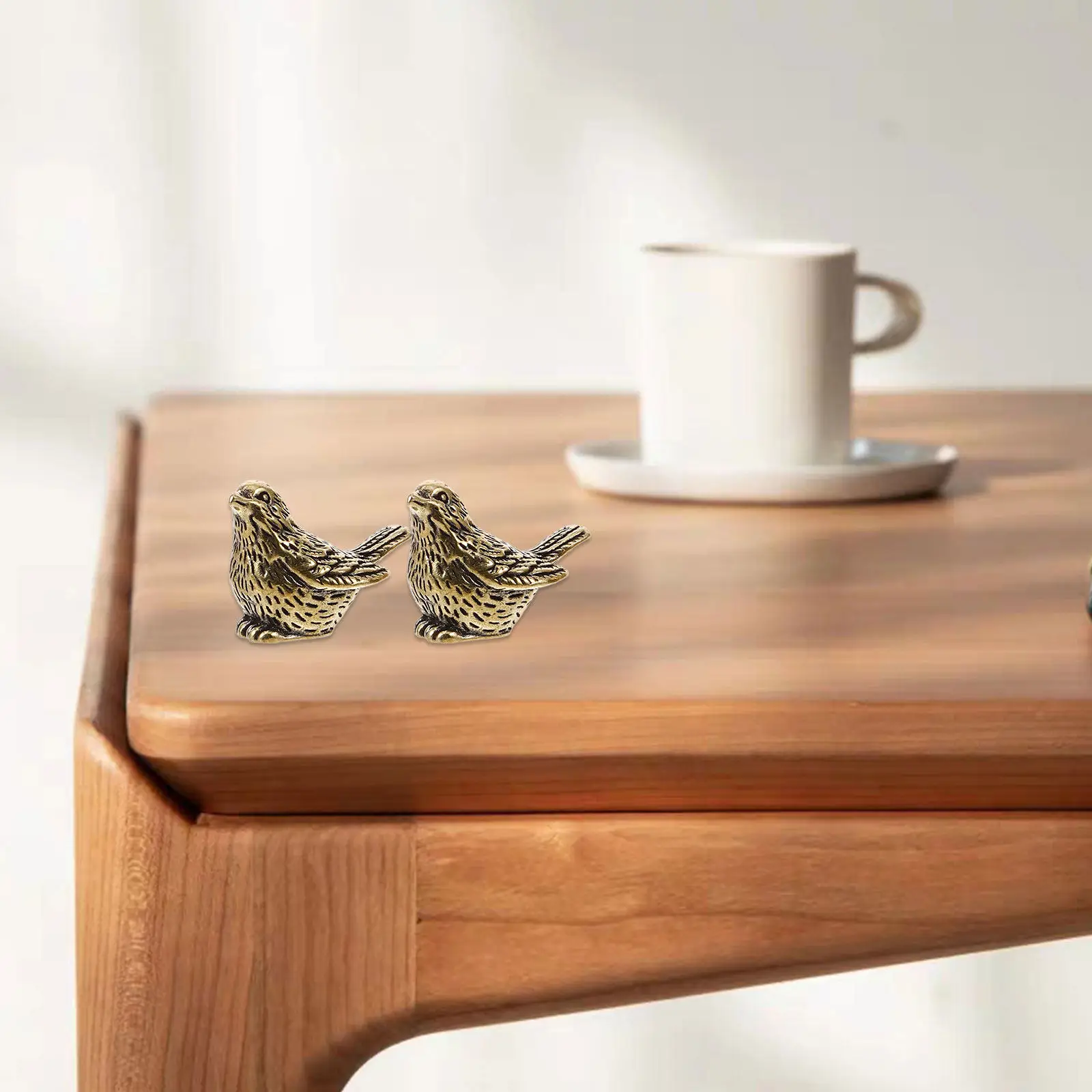 4Pcs Vintage Brass Bird Ornament Retro Sparrow Sculpture Desktop Tabletop Decor Small Metal Animal Figure Feng Shui