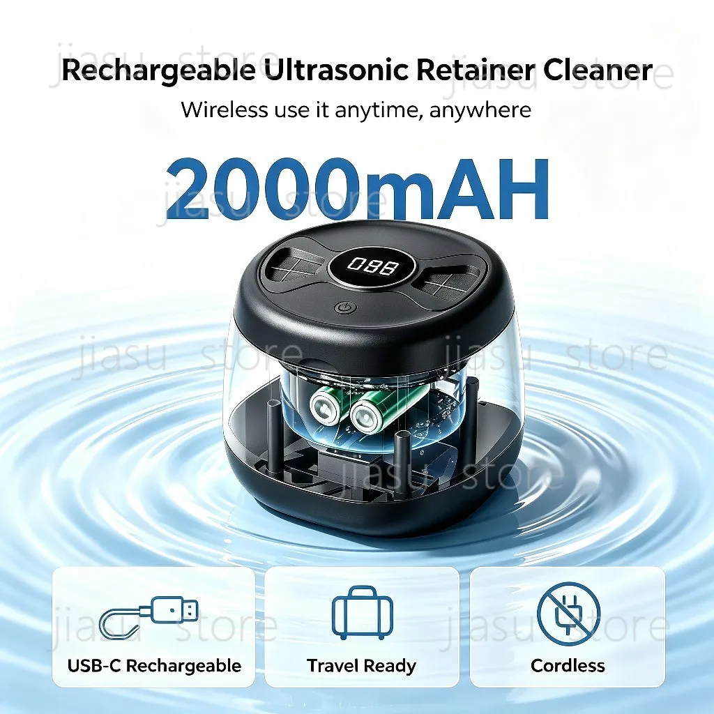 UV Ultrasonic Cleaner for Denture Retainer Toothbrush Jewelry, Digital Timer Dental Appliance Cleaning Machine
