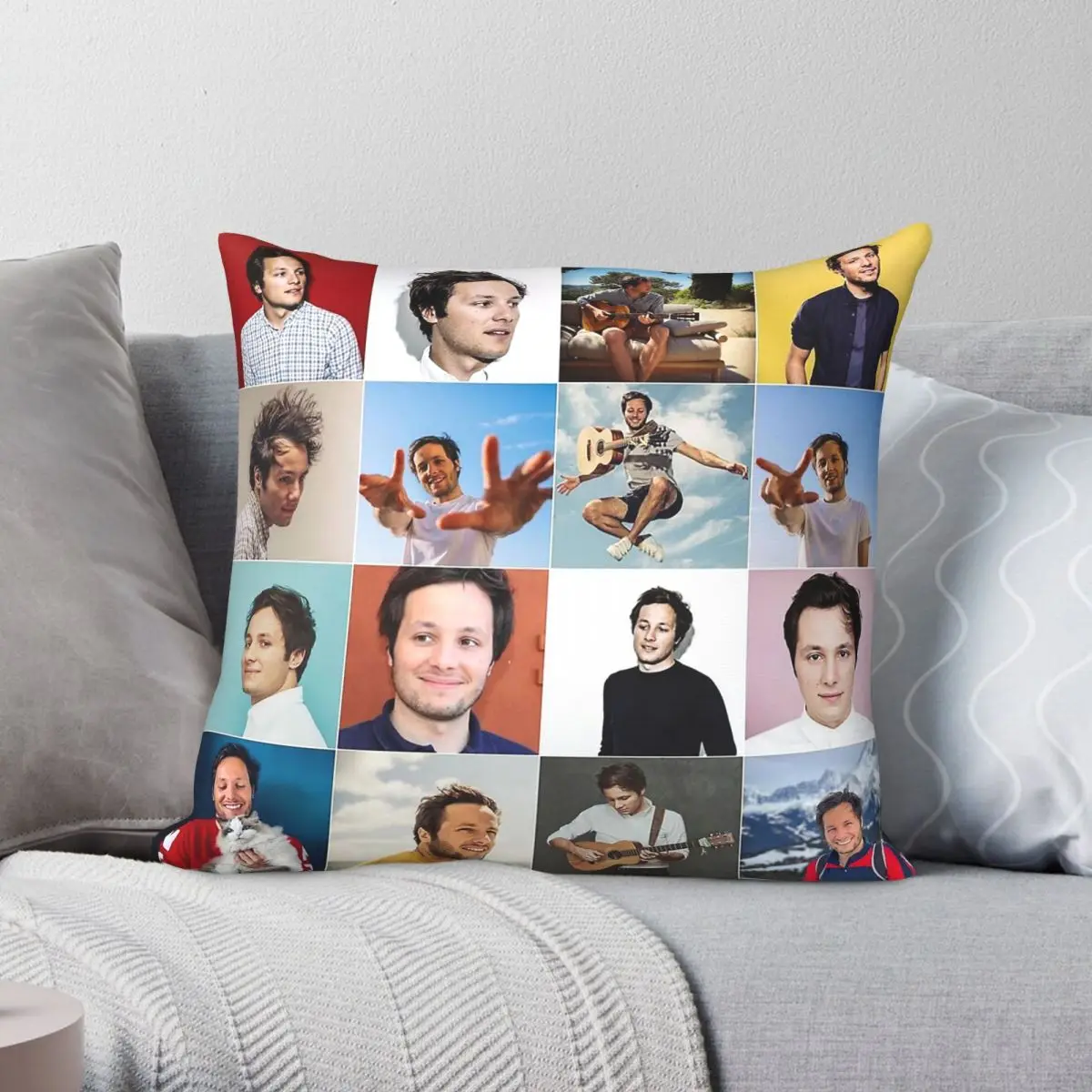 Vianney Photo Collage - Funda de almohada cuadrada de poliéster, lino, terciopelo, con diseño de cremallera, decoración para el hogar