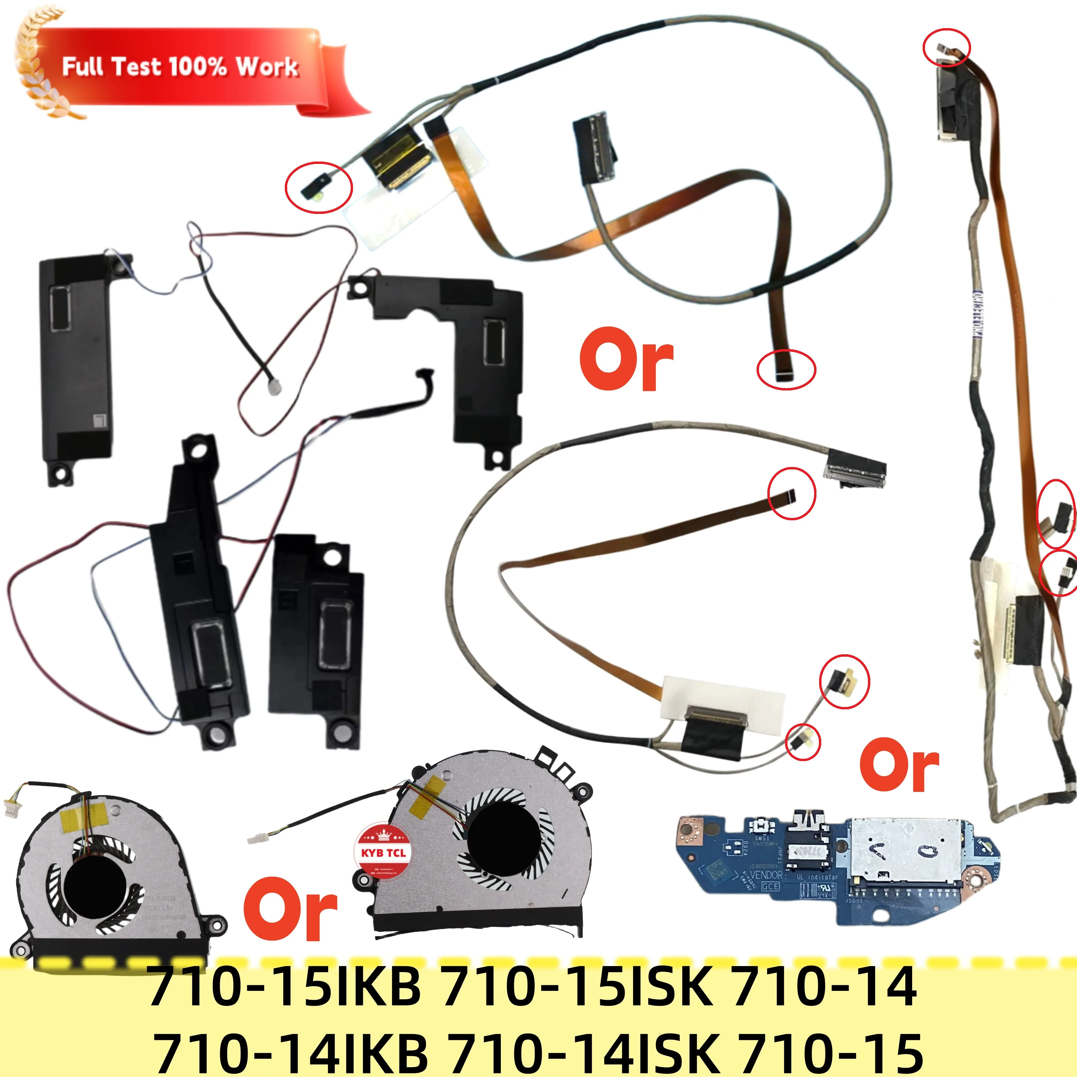 LS-D471P DC02002D200 DC02002F500 DC02002F600 DC28000HYS0 F0 DC28000HRF0 Altavoces con placa de audio FAN SD, cable de pantalla LCD EDP UHD 4K UHD para Lenovo Yoga 710-15IKB 710-15ISK 710-14IKB 710-14ISK 710-14