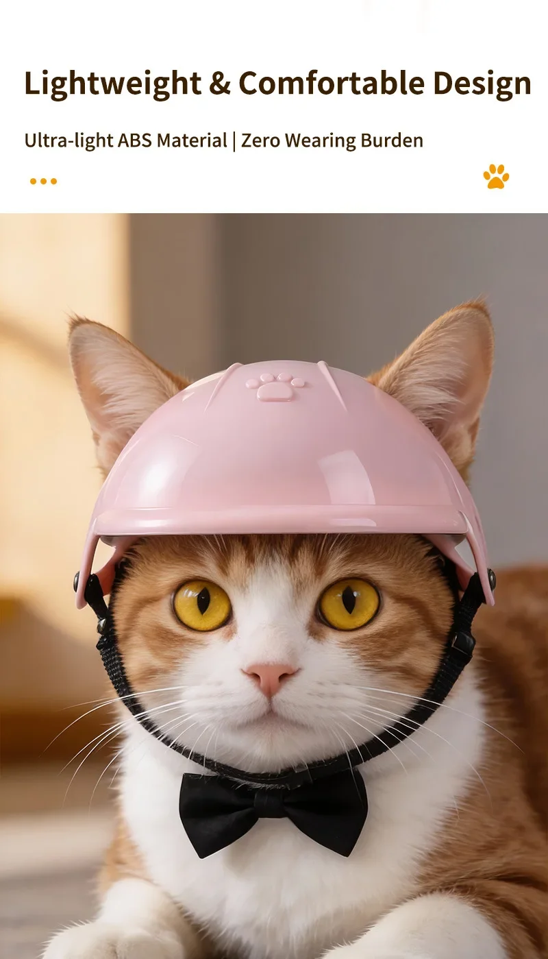 Rosa Haustierhelm für Hunde und Katzen, Motorrad- und Fahrrad-Sicherheitskopfbedeckung, Outdoor-Sportzubehör mit Verstellbarem Riemen – Detail 5