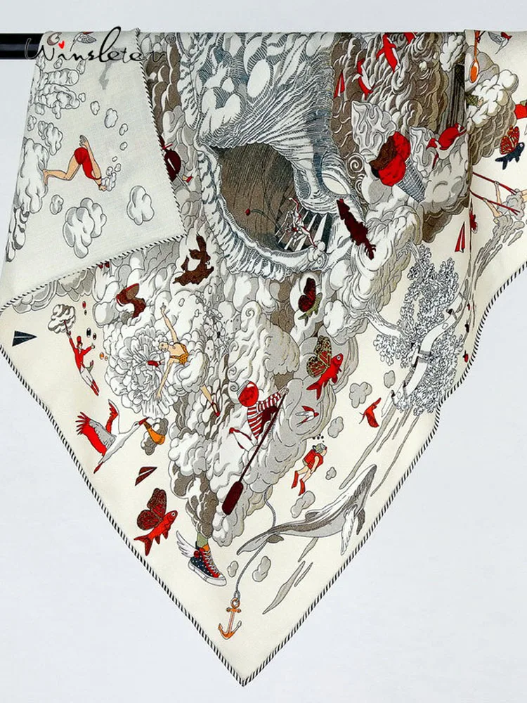 Winsleter-Women 30%Silk 70%Wool Elegant Scarf, 68*68CM Double Sided Printing, Mom Gifts Versatile Scarves, 2025 Autumn A58316CC