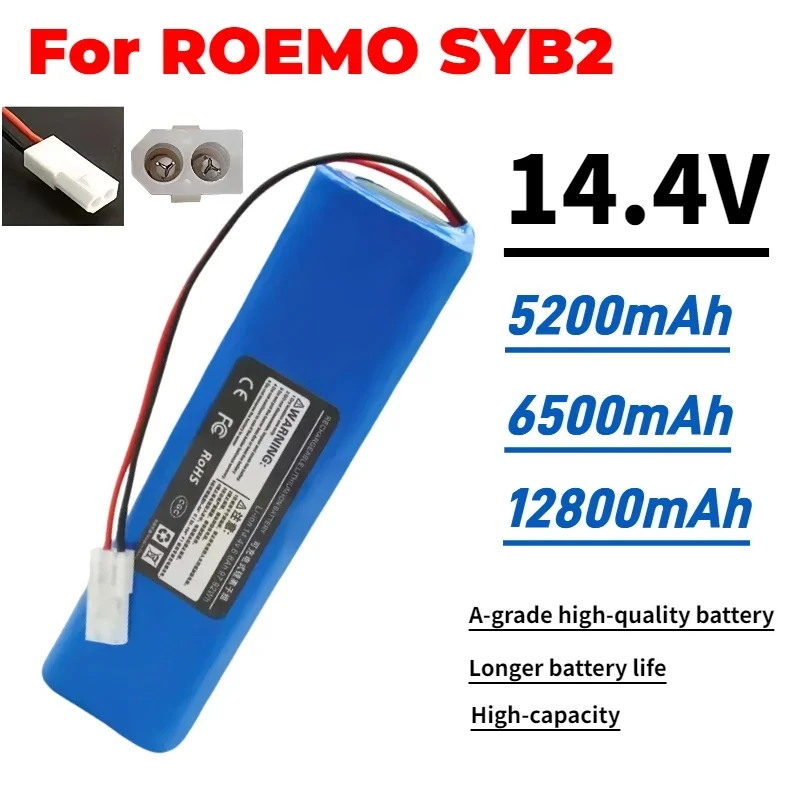 ロボット掃除機用リチウムイオン電池,オリジナル,18650, M26-4S2P, 14.4v,12.8ah,12800mah,roemo syb2