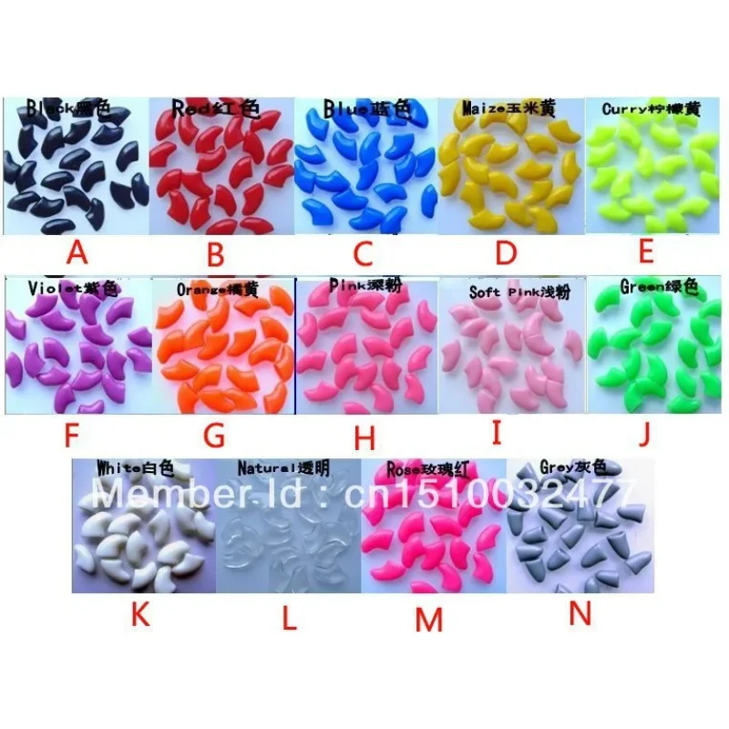 Lots 100pcs 14 Colors Soft Cat Pet Nail Caps Claw Control Paws off + 5pcs Adhesive Glue  Size XS S M L Free Shipping