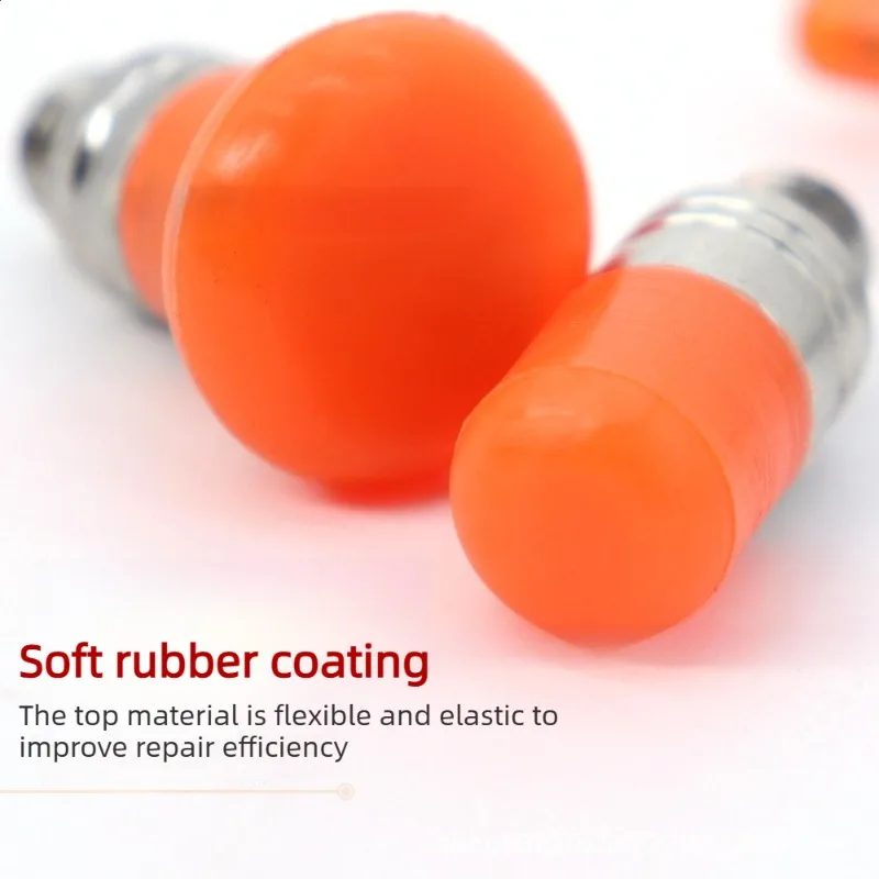 3Pcs M8 Thread Soft Rubber Coated Nylon PDR Tap Down Tips For Car Paintless Dent Repair Tools Interchangable Head High Spot Fix