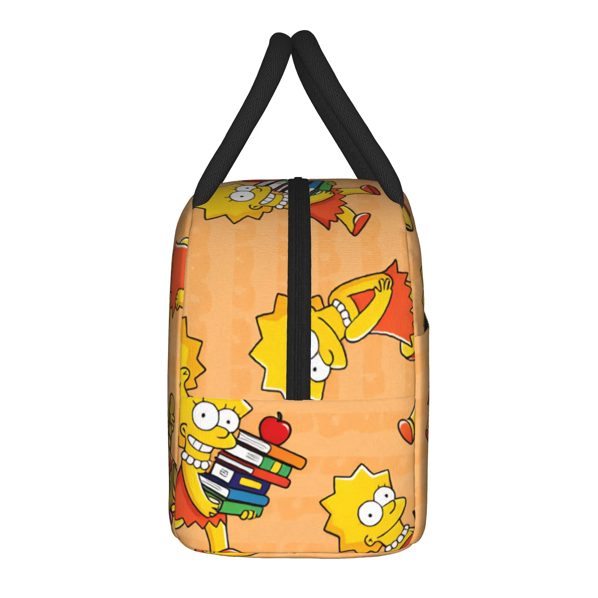 S-Simpsons Lisa With Books And Apple Lunch Bag For Girls Lunch Box Casual Outdoor Picnic Cooler Bag Convenient Tote Handbags