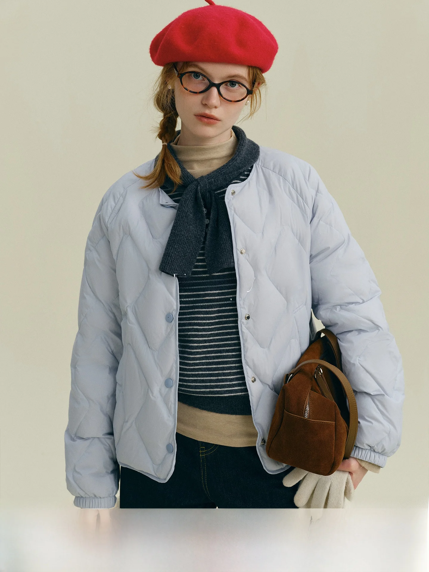 

Rina Berry Casual Sle Du down Jaet with Diamond Pattern Loose Fit Button up Coat Warm Aosphere Feel Winter Outerwear