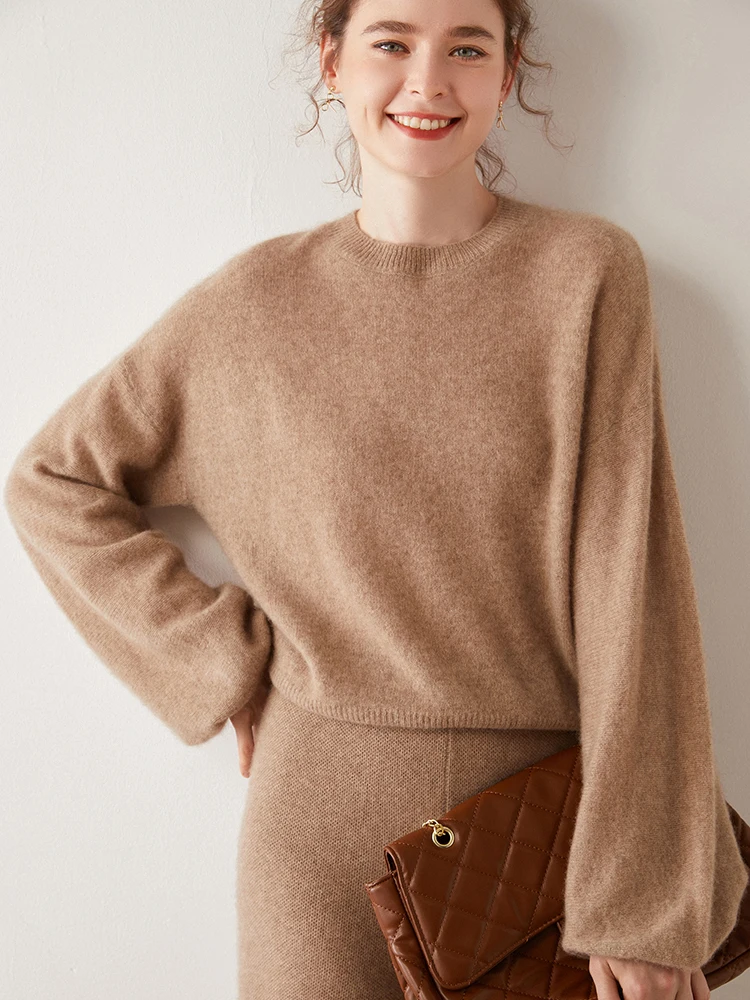 Women High End Cashmere Sweaters Batwing Sleeve O-Neck Pullover Autumn Winter Female Quality Knitwear Clothing Tops