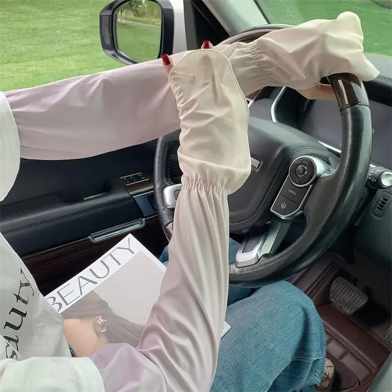 Manicotti da sole senza dita da guida Manicotto da braccio regolabile con guanti Protezione UV Copertura da braccio rinfrescante Giardinaggio da donna all'aperto