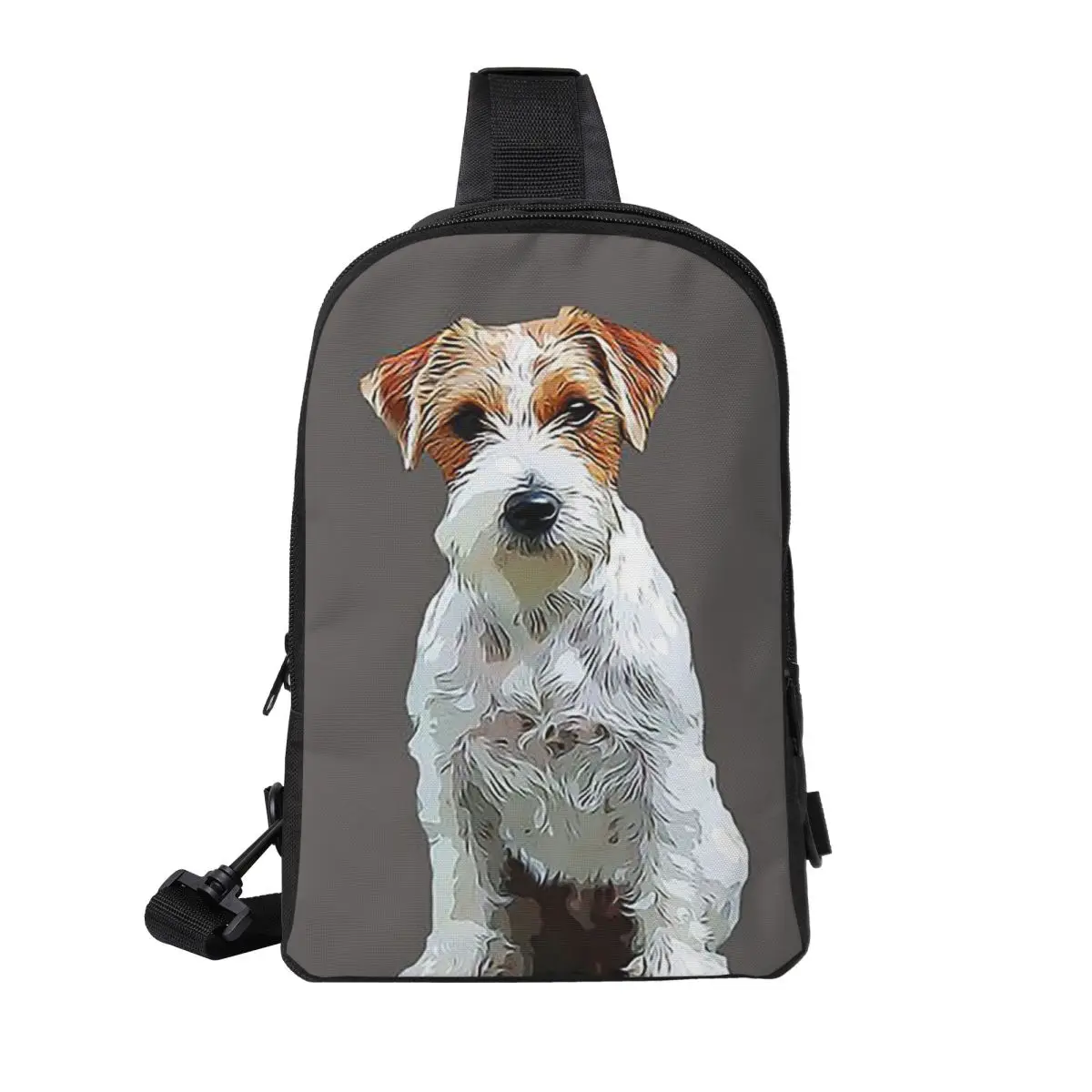 

Dog Jack Russell Terrier Rough Coat Chest Bag Men Sling Crossbody Backpack Chest Bag Traveling Hiking Daypack Shoulder Bag