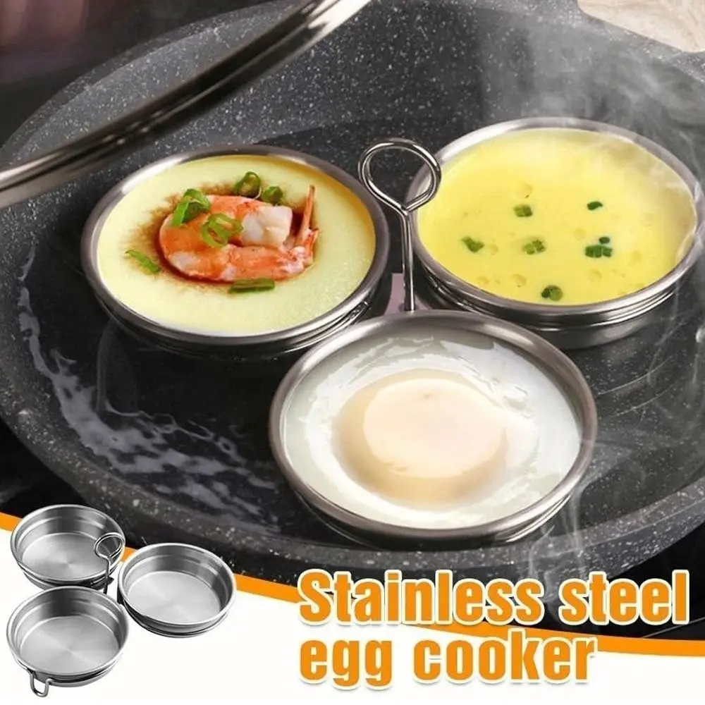 Durable Stainless Steel Egg Cooker Heart-Shaped 3-in-1 Omelette Mold Boiled Egg Artifact Kitchen Cooking Tool