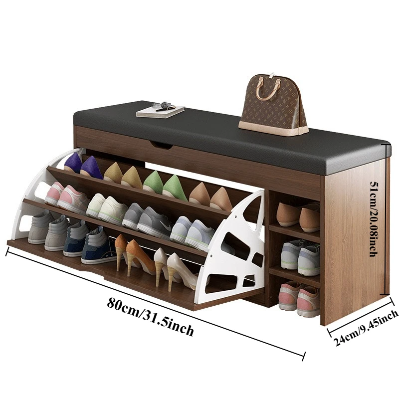 Shoe Cabinet Stool Household Entrance Wooden Shoes Changing Benchs Cabinet Seat Stools Integrated Large Capacity Shoe Rack Bench image 5