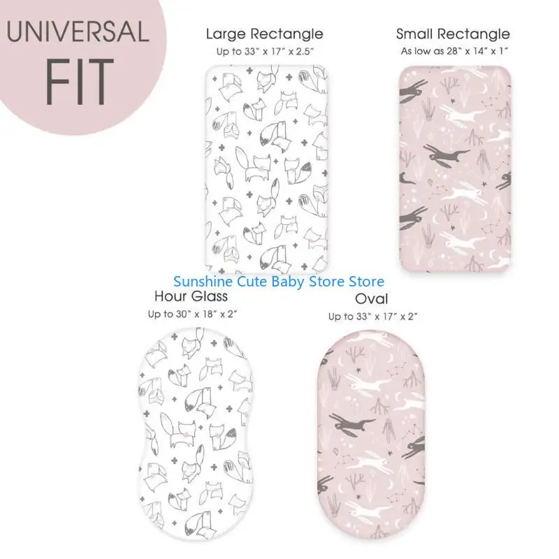 C5AF Pack of 2pcs Breathable Baby Bassinet Sheets Removable Cribs Fitted Bassinet Sheet Changing Mat Cover for Newborn Infant