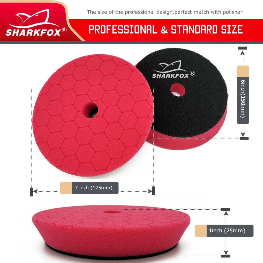 Sharkfox 5/6Mix Color Car Polishing Pads Car Spong Buffing Polish Pad With Hook&Loop For DA/RO/GA Car Buffer Polisher