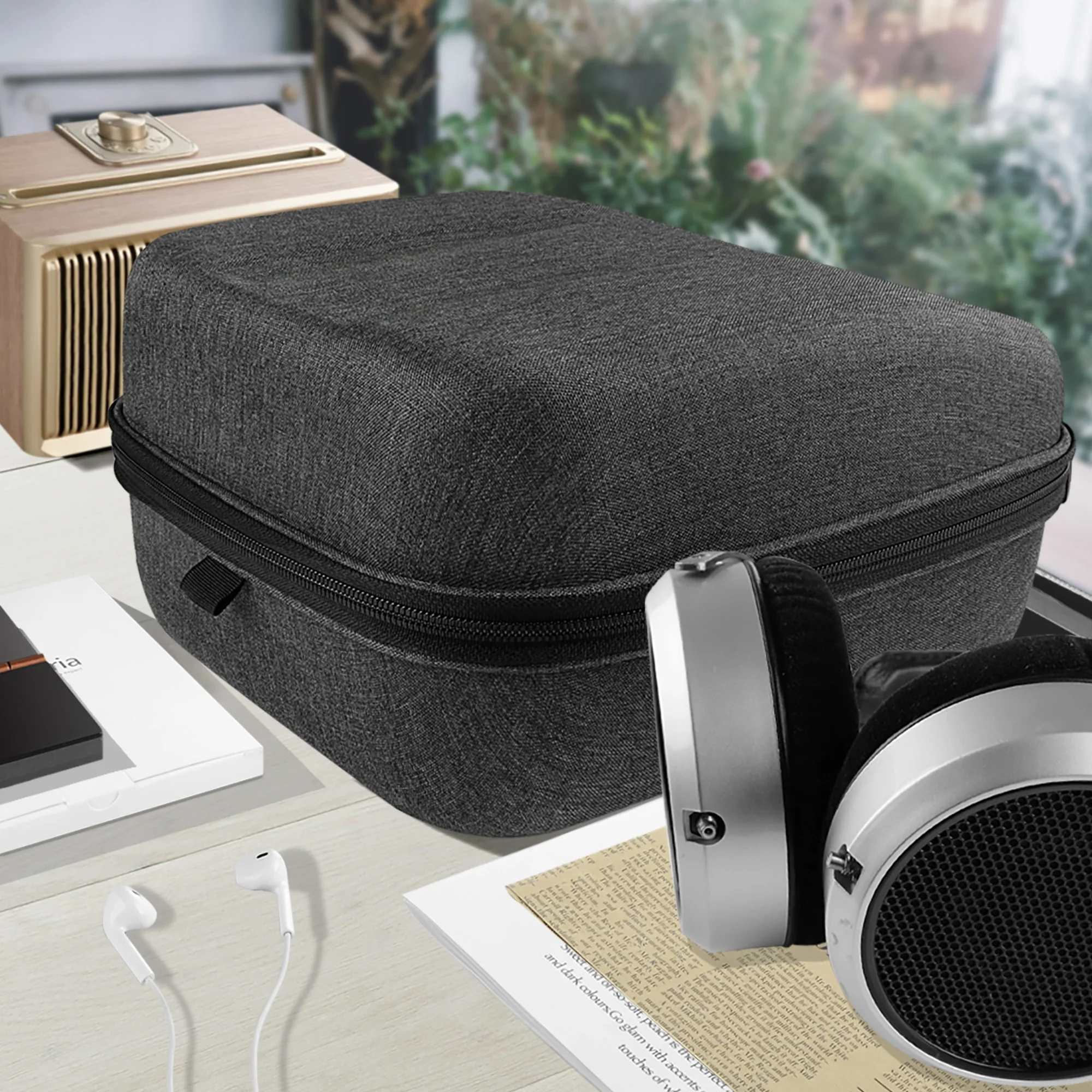 Geekria Headphone Case for HiFiMAN HE 6se, HE1000, Audeze Maxwell Headset, Protective Hard Shell Carrying Bag with Cable Storage