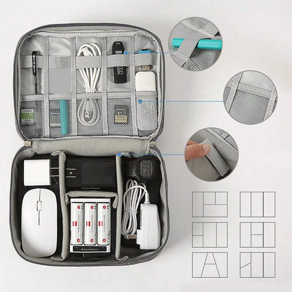 Custodia digitale elettronica da viaggio, auricolari multifunzionali ad alta capacitร , custodia protettiva per cavo dati, custodia antipolvere