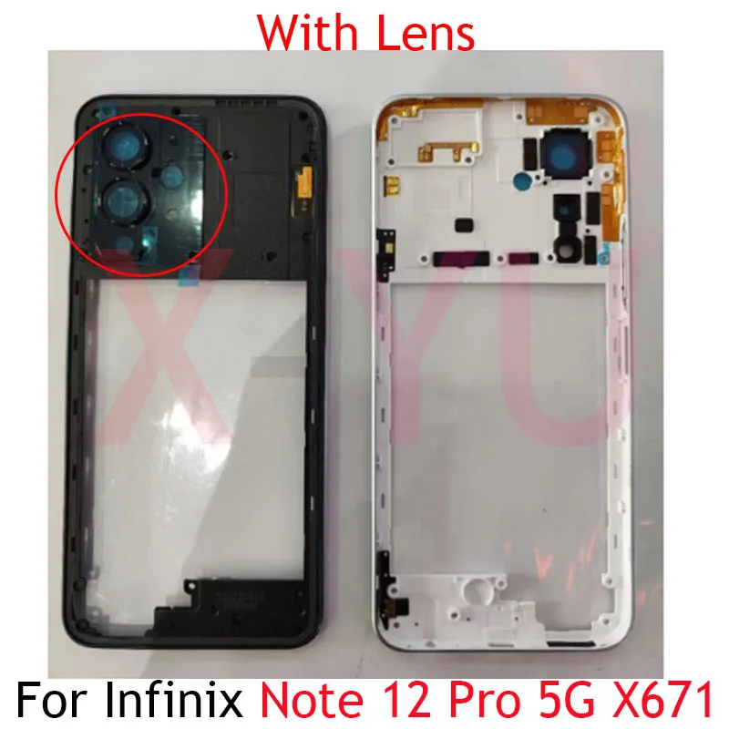 10PCS Middle Frame For Infinix Note 12 5G X671 / 12 Pro 5G X671B X671 LCD Middle Frame Holder Housing Replacement Repair Parts