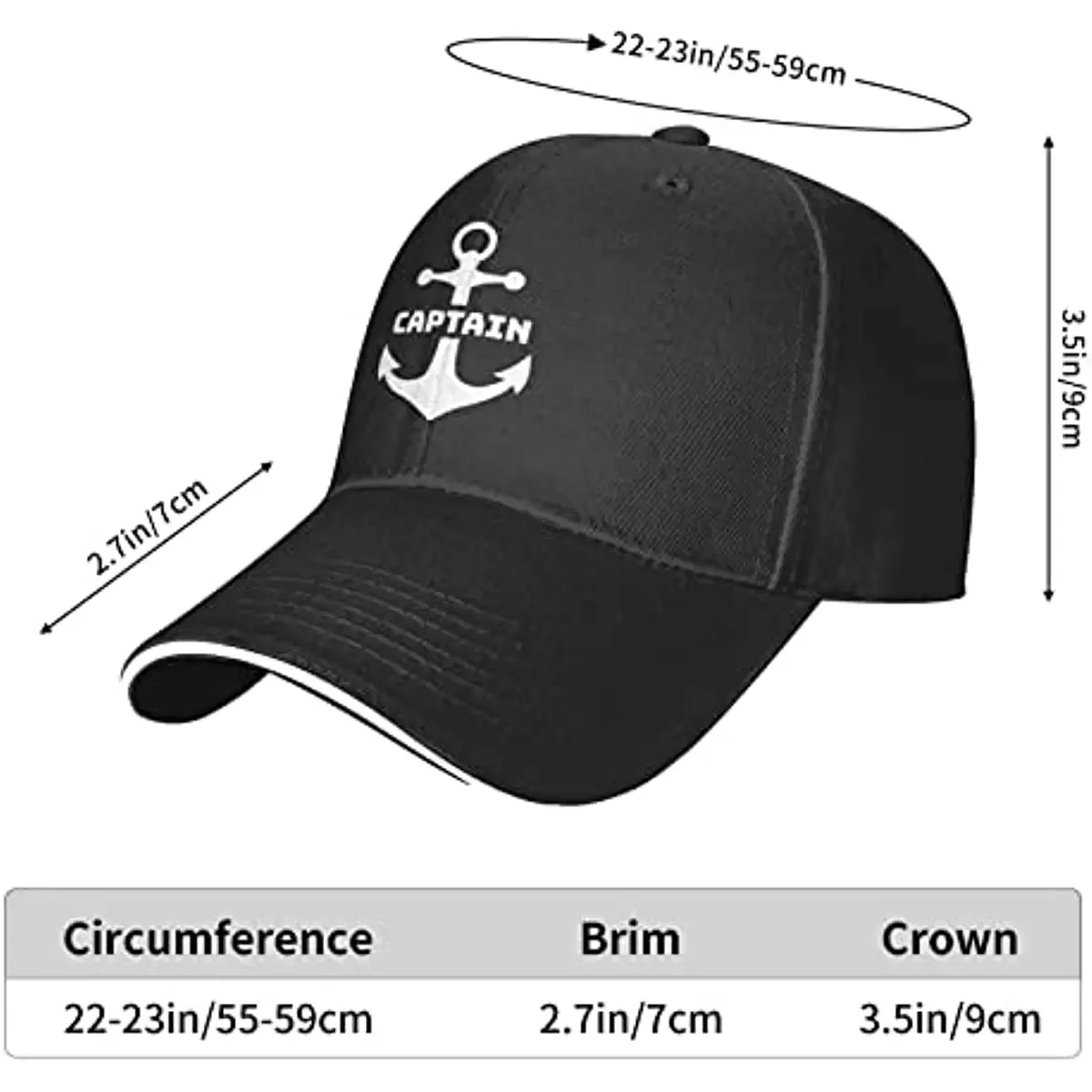 Captain Anchor Baseball Cap for Men Adjustable Adult Sandwich Dad Hat Unisex Caps for Women Kpop Denim Polyester Unisex