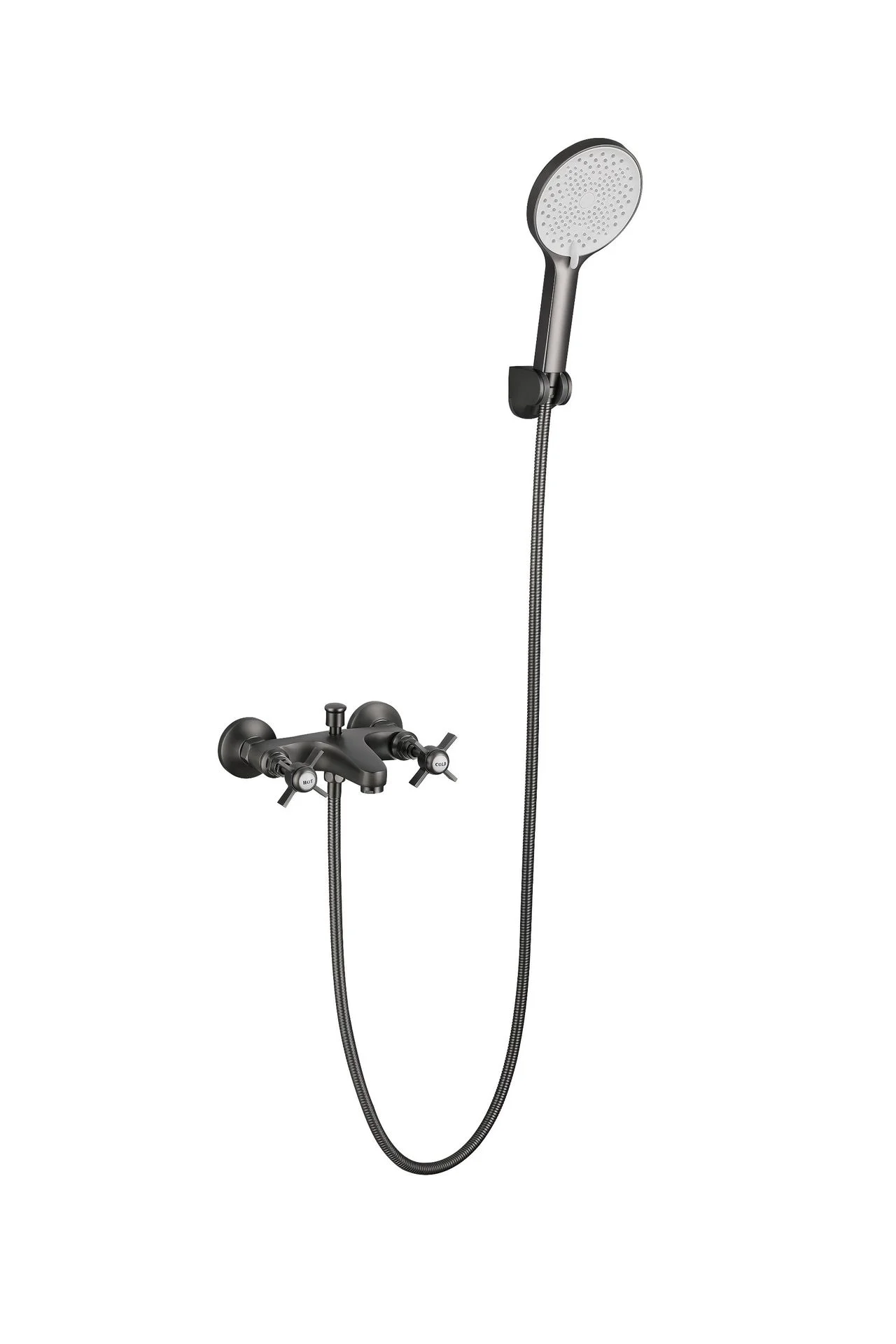 Rubinetto per doccia da bagno moderno a parete con rubinetto in ottone cromato con maniglia singola con soffione a risparmio idrico ad alta pressione