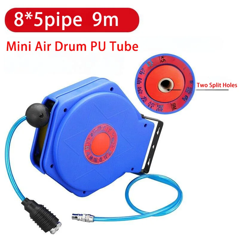 Car Mini Pneumatic Hose Reel 9M PU Tube Outer Diameter 8MM ID 5MM Automatic Telescopic Reel Telescopic Cylinder Hose PU8 * 5 Air