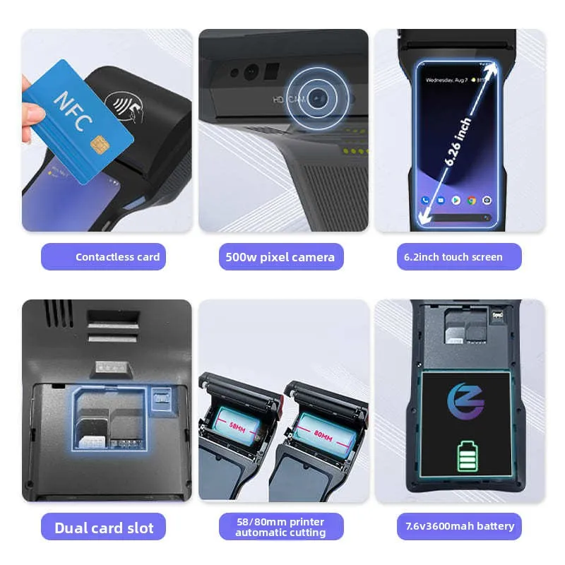 Smart cash register, supermarket touch cash register scan code all-in-one machine, handheld order pos end point equipment