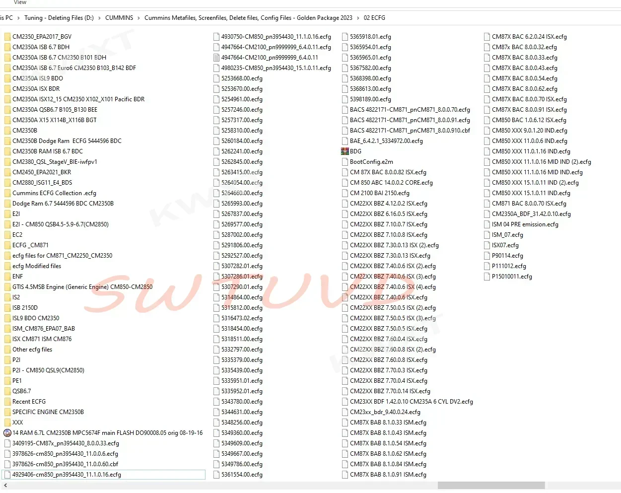 140GB Cumins Metafiles List of Current ECM Calibrations for INSITE Screenfiles, Delete Files, .Config Files .ecfg .e2m