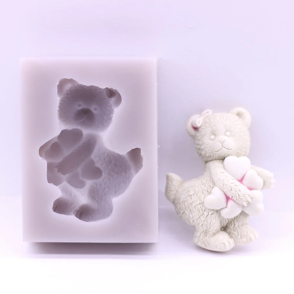 3D Heart Bear Silic…