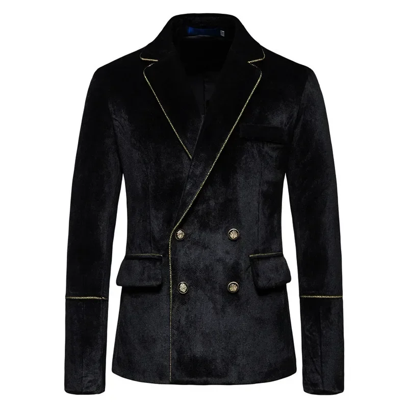 New Men\'s High-end Velvet Suits Fashion Casual Dress Jacket Party Costumes Jacket and Pants